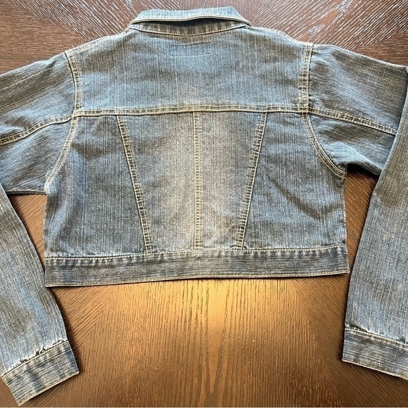 No Fuze USA Vintage Early 2000’s Womans Denim Crop Top Jacket With Glitter Sz M - Picture 3 of 7